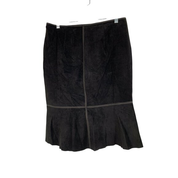 NWT Bailey 44 Pencil Black Suede Ruffle Hem Skirt Size 10 RN10219 - Picture 2 of 7
